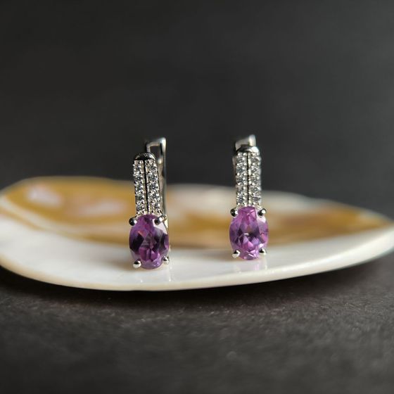 Серебряные серьги с александритом 2.48ct