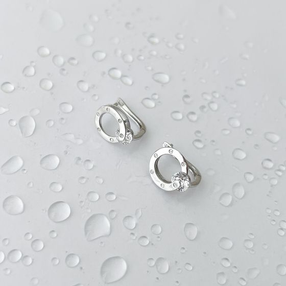 Золоті сережки з фіанітами 0.6ct