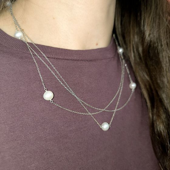 Серебряное колье с жемчугом барочным