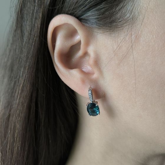 Серебряные серьги с топазом Лондон Блю