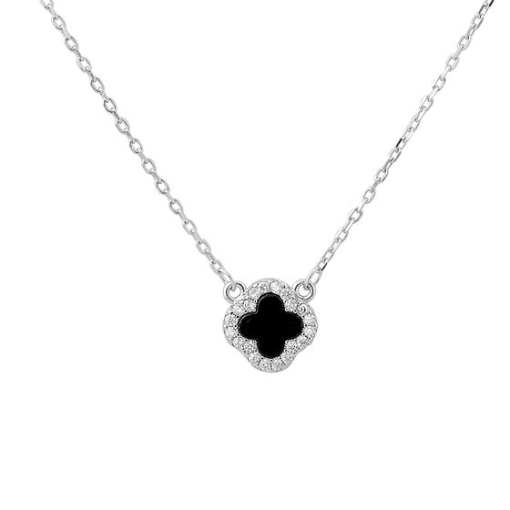 Sterling silver necklace with onyx, fianites
