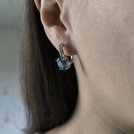 Серебряные серьги с топазом Лондон Блю
