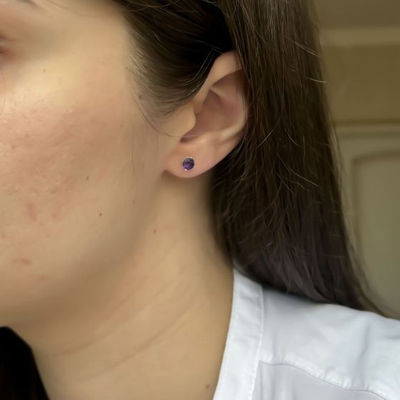 Серебряные серьги с аметистом