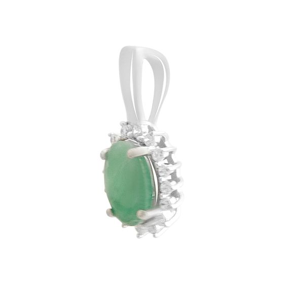 Silver pendant with emerald, fianites