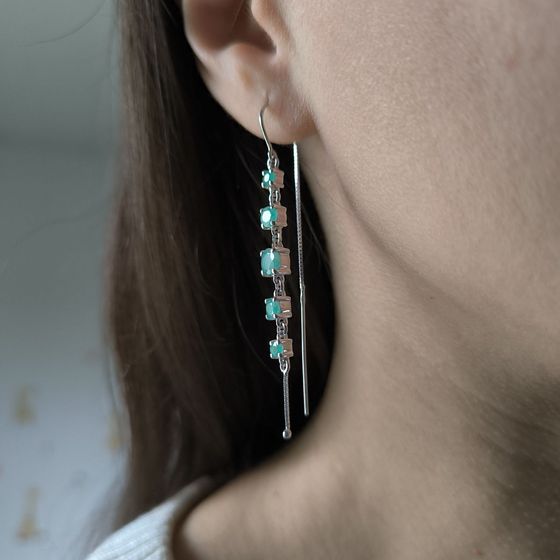 Серебряные серьги с изумрудом 2.447ct