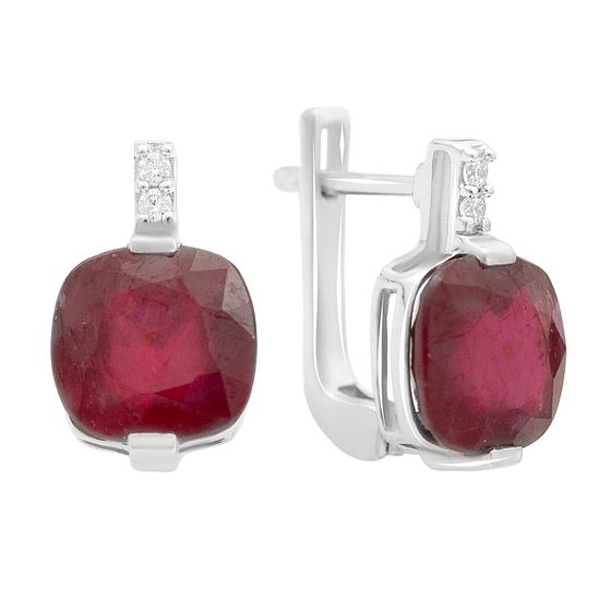 Silver earrings with a ruby