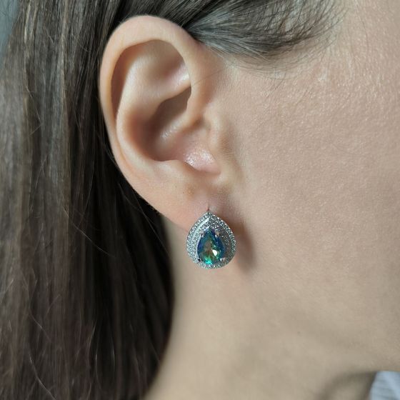 Silver earrings with mystic topaz, 3.726 ct