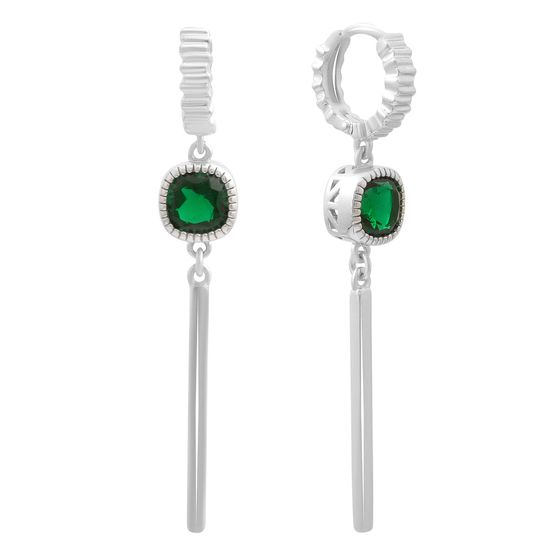 Silver earrings with a 1.892-carat nano emerald