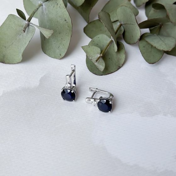 Серебряные серьги с сапфиром 5.008ct