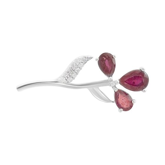 Серебряная брошка с рубином 2.281ct