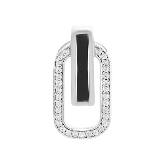 Silver pendant with onyx and cubic zirconia
