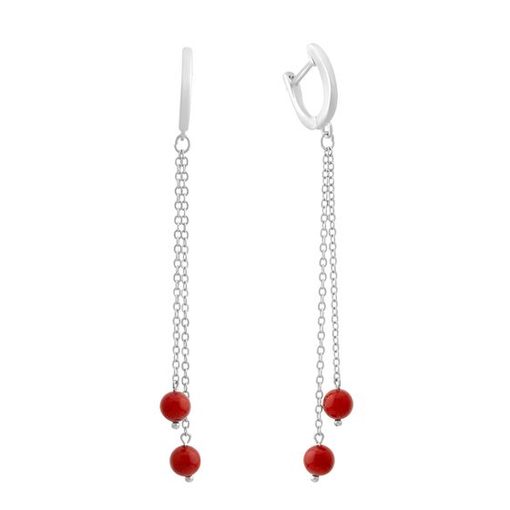 Silver earrings with coral