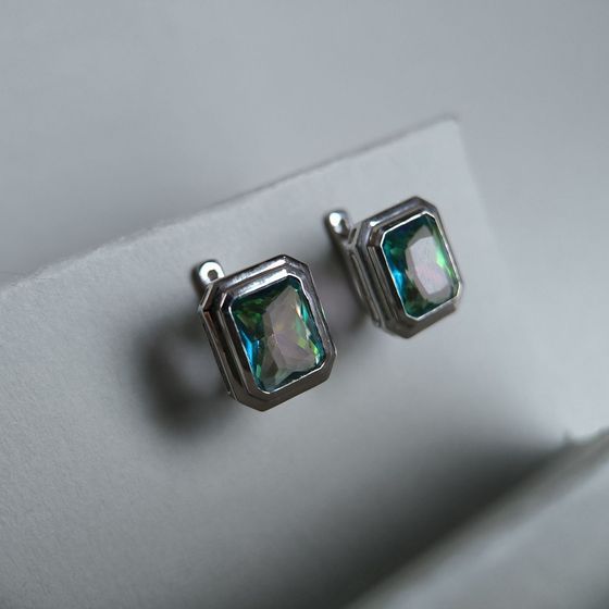 Silver earrings with mystic topaz 4.563ct