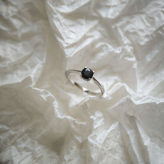 Silver ring with a sapphire