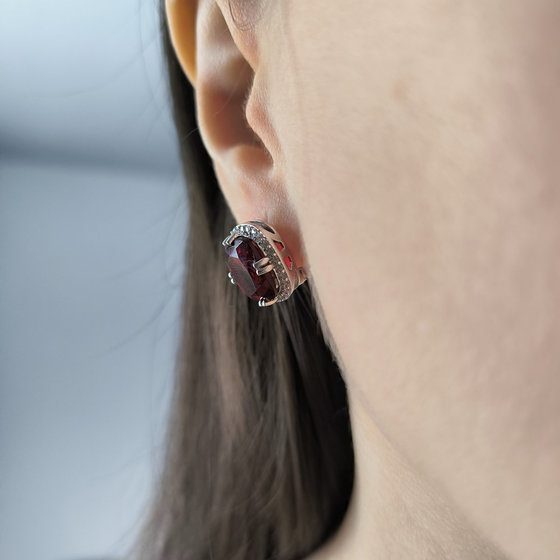 Серебряные серьги с гранатом nano 9.39ct