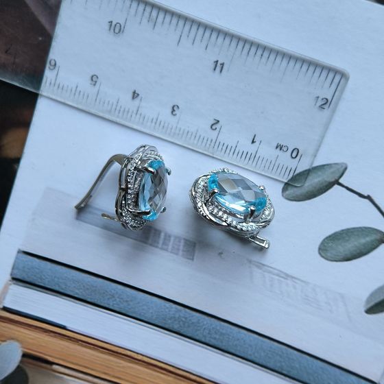 Серебряные серьги с топазом 13.403ct