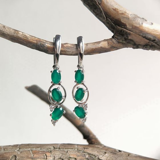 Серебряные серьги с агатом 2.76ct