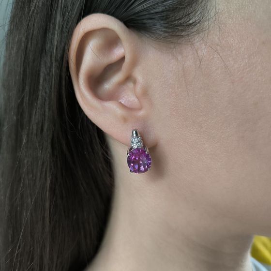 Sterling silver earrings with alexandrite 11.793ct, pianites