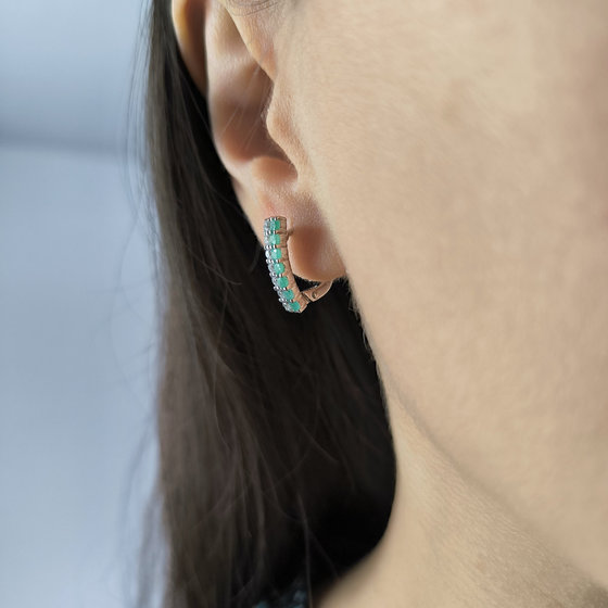 Серебряные серьги с изумрудом 1.275ct