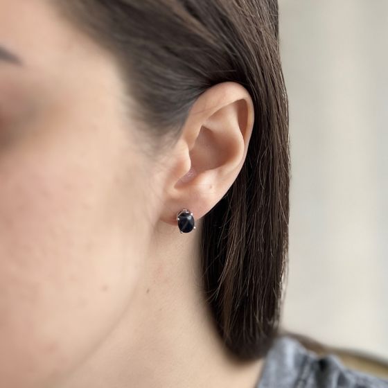 Серебряные серьги с сапфиром 3.192ct