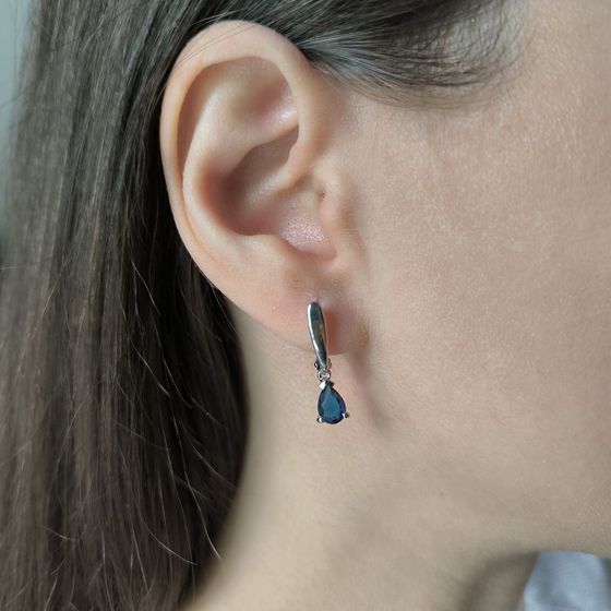 Silver earrings with sapphire nano 1.033ct