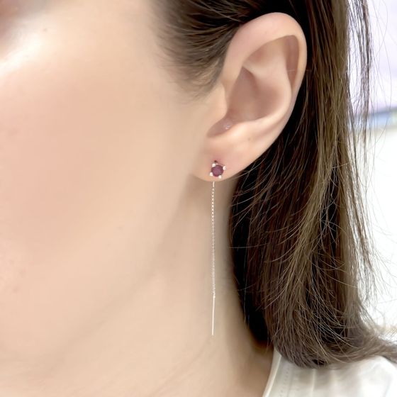 Срібні сережки з рубіном 0.797ct