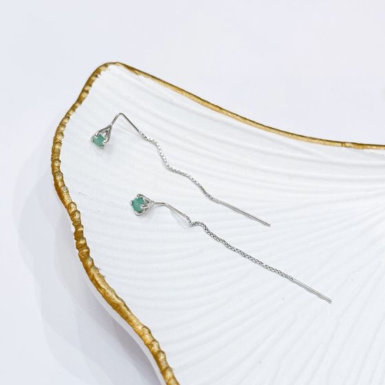 Срібні сережки зі смарагдом 0.497ct