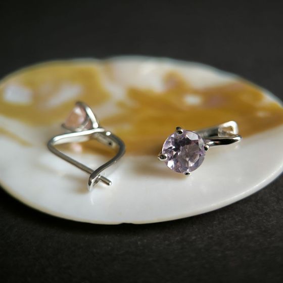 Серебряные серьги с аметистом