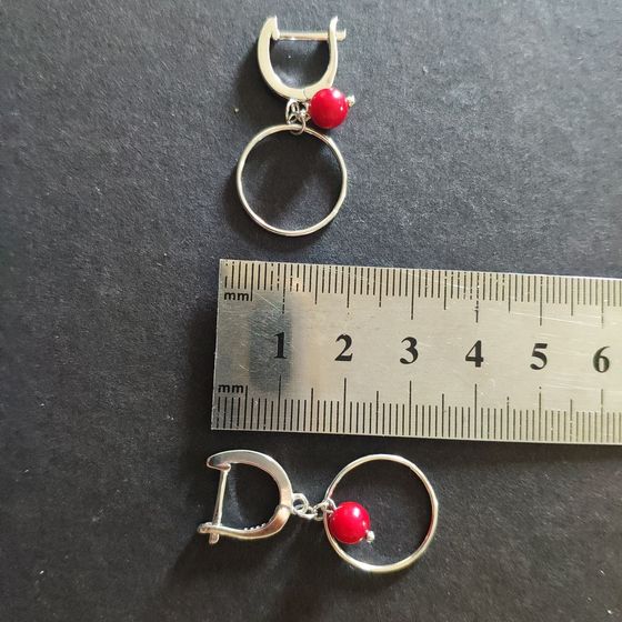 Silver earrings with coral