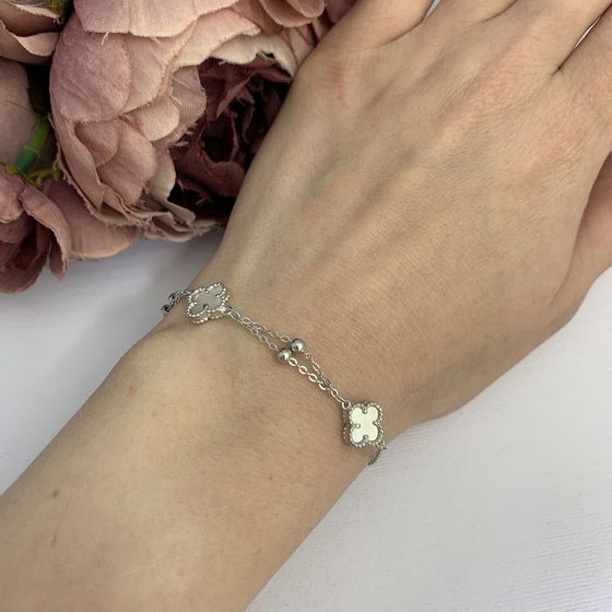 Серебряный браслет с перламутром