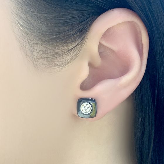 Silver earrings with ceramic