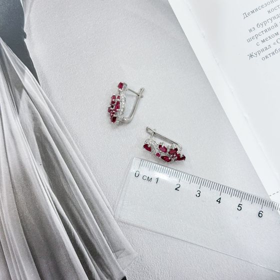 Срібні сережки з рубіном 4.384ct