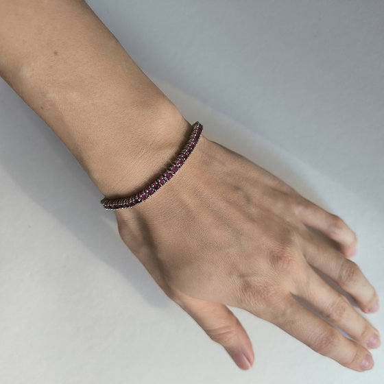 Серебряный браслет с рубином 7.707ct