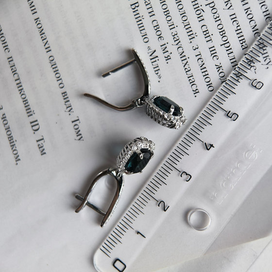 Серебряные серьги с топазом Лондон Блю 3.425ct