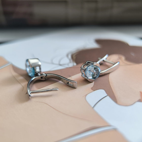 Серебряные серьги с топазом 2.817ct