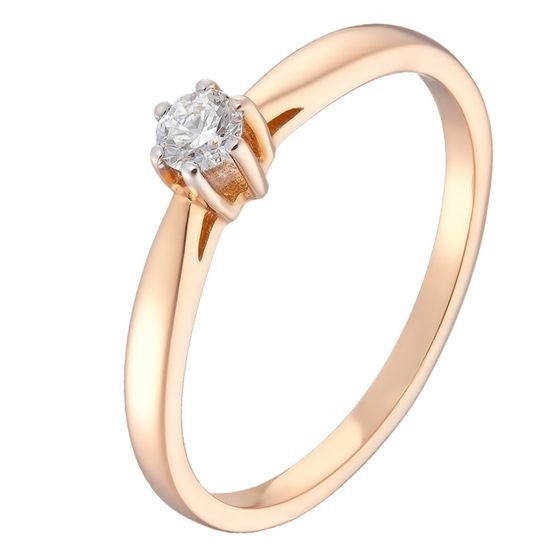 Золотое кольцо с бриллиантом 0.11ct