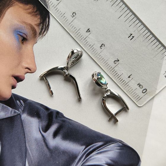 Silver Earrings with a 1.06-carat Mystic Topaz