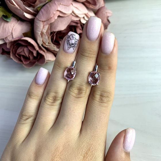 Серебряные серьги с морганитом nano