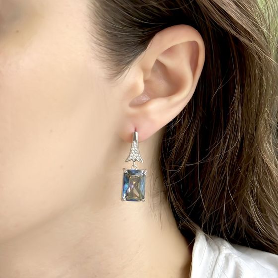 Срібні сережки з містик топазом 24.12ct