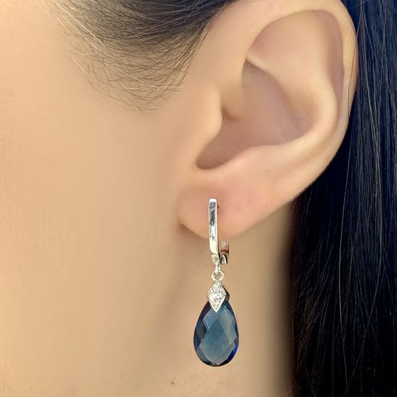 Серебряные серьги с топазом Лондон Блю 8.373ct