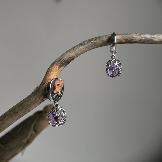 Срібні сережки з аметистом 1.99ct