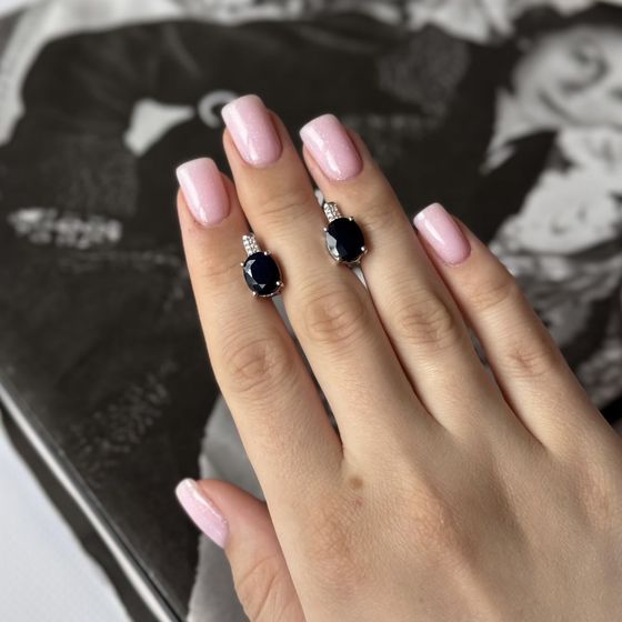 Серебряные серьги с сапфиром 6.57ct