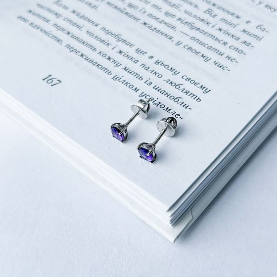 Silver earrings with amethyst
