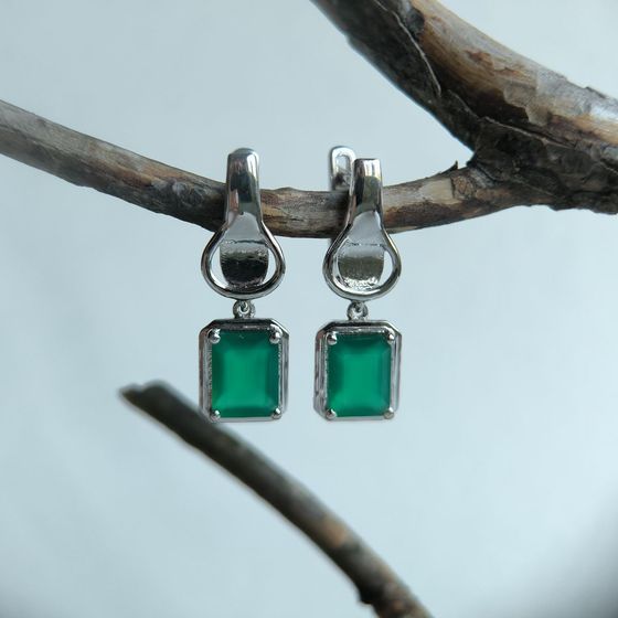 Серебряные серьги с агатом 3.688ct