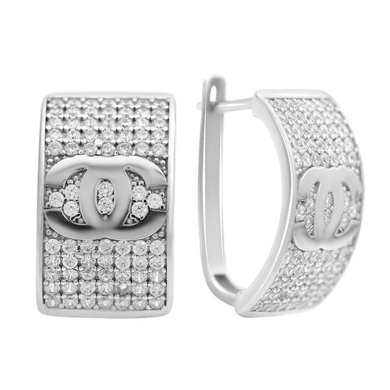 Серебряные серьги с фианитами