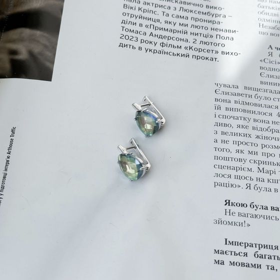 Серебряные серьги с мистик топазом 5.8ct
