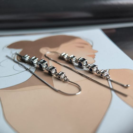 Silver earrings with sapphire 3.285ct