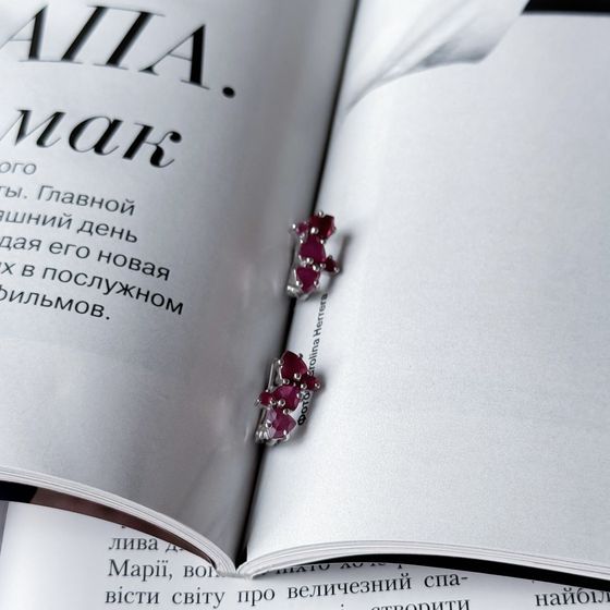 Серебряные серьги с рубином 1.162ct