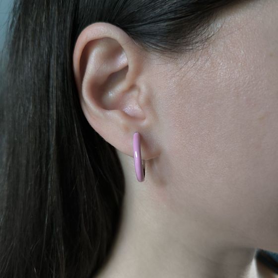 Серебряные серьги с фианитами, емаллю