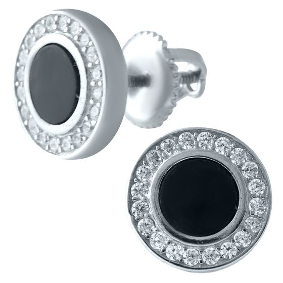 Серебряные серьги с ониксом